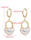 Fashion Love Titanium Pearl Heart Earrings