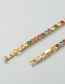 Fashion Colored Diamonds Copper Gold Plated Zirconium Prong Chain Bracelet