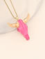 Fashion 7# Rose Red Stainless Steel Bull Head Necklace