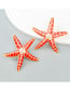 Fashion Orange Alloy Drop Oil Starfish Stud Earrings