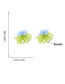 Fashion Green Yellow Resin Multilayer Rice Bead Braided Flower Stud Earrings