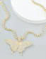 Fashion Gold Alloy Diamond Butterfly Concealed Buckle Necklace