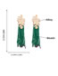 Fashion Green Alloy Long Rice Beads Tassel Leaf Earrings