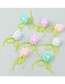 Fashion Pink Rice Beaded Braided Colorblock Floral Stud Earrings