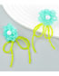 Fashion Blue Rice Beaded Braided Colorblock Floral Stud Earrings