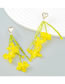 Fashion Yellow Resin Multilayer Glass Tube Braided Floral Heart Stud Earrings
