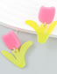 Fashion Red And Yellow Resin Colorblock Floral Stud Earrings