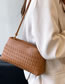 Fashion Brown Pu Soft Woven Shoulder Bag