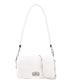 Fashion White Pu Ruched Embroidered Thread Lock Flap Shoulder Bag
