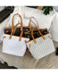 Fashion White Flower Pu Check Large Capacity Shoulder Bag
