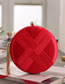 Fashion Red Polyester Crinkled Satin Woven Fringe Round Clutch