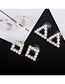 Fashion Square With Drop Alloy Set Pearl Square Stud Earrings