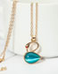 Fashion Blue Alloy Diamond Cat's Eye Swan Necklace