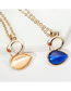 Fashion Blue Alloy Diamond Cat's Eye Swan Necklace