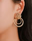 Fashion Rose Gold Alloy Geometric Hollow Hoop Stud Earrings