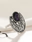 Fashion Silver Alloy Inlaid Treasure Carved Flower Fan Stud Earrings