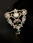 Fashion Gold Bronze Zirconium Emerald Pearl Brooch