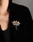 Fashion Gold Zirconium Crown Brooch With Brass And Waterdrops