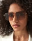 Fashion Black Frame Grey Sheet Alloy Double Bridge Irregular Large Frame Sunglasses