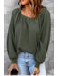 Fashion Khaki Solid Color Square Neck Knitted Top
