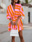 Fashion 5# Chiffon Striped V-neck Doll Sleeve Dress