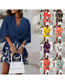 Fashion 9# Chiffon Print V-neck Doll Sleeve Dress