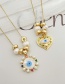 Fashion Gold-2 Bronze Zirconium Heart Drop Oil Eye Pearl Pendant Necklace