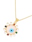 Fashion Gold Bronze Zirconium Heart Eye Pendant Necklace