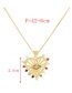 Fashion Gold-2 Bronze Zirconium Round Oil Drop Eye Pendant Necklace