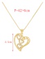 Fashion Gold-2 Bronze Zirconium Crown Geometric Pendant Necklace