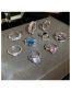 Fashion 6# Ring-silver Zirconium Flower Open Ring In Metal