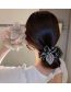 Fashion Hair Tie - Black Fabric Pearl Crystal Leaf Mesh Pleated Hair Tie