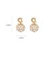 Fashion Gold Alloy Diamond Alphabet Flower Stud Earrings