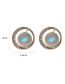 Fashion Gold (real Gold Plating) Zirconium Circle Pearl Stud Earrings In Metal