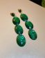 Fashion Green Alloy Diamond Oval Drop Earrings