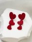 Fashion Red Alloy Heart Pendant Earrings