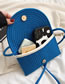 Fashion Blue Cotton Linen Woven Cartoon Flip Messenger Bag