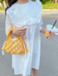 Fashion Yellow Fabric Cotton Thread Woven Hollow Handbag