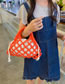 Fashion Orange Fabric Cotton Thread Woven Hollow Handbag