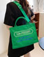 Fashion Green Letter Embroidered Large Capacity Crossbody Bag