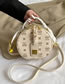 Fashion Creamy-white Pu Print Round Crossbody Bag
