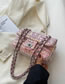 Fashion Pink Pu Sequin Lock Flap Crossbody Bag