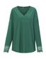 Fashion Gray Green Lace V-neck Knit Top