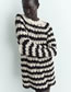 Fashion Black And White Striped Jacquard Mesh Sweater