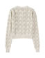 Fashion Beige Knitted Cardigan With Bow