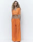 Fashion Orange Jacquard Mesh Knit V-neck Cardigan