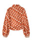 Fashion Red Woven Print Lapel Tie Top