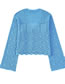 Fashion Blue Jeweled Button Knit Jacket