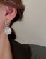 Fashion Silver Metal Geometric Chain Pearl Portrait Medal Asymmetric Stud Earrings