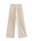 Fashion Creamy-white Polyester Straight Trousers